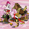ポストカード イノトライク(wild boar Trike riders) ポストカード 和風イラスト 無料